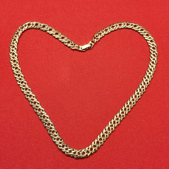Gold Plate Curb Link Chain Necklace - Picture 3 of 10